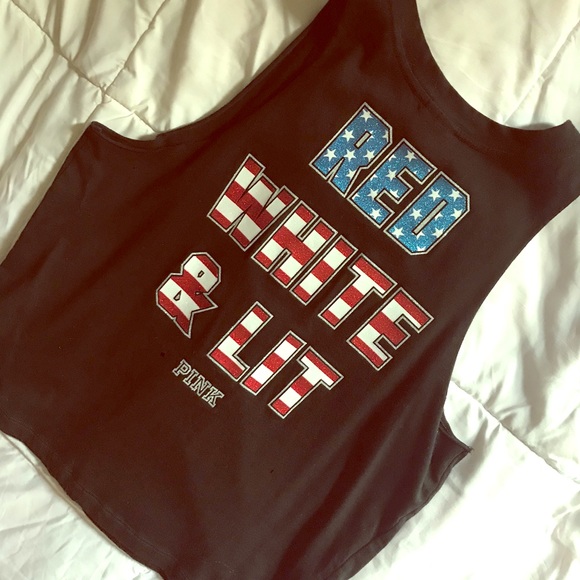 PINK Victoria's Secret Tops - PINK Red, White & Lit Tank PINK Victoria's Secret Tops - PINK Red, White & Lit Tank